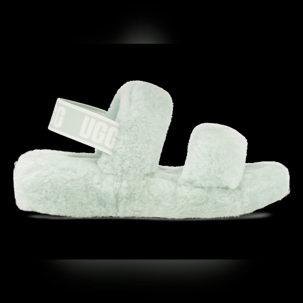 UGG "Oh Yeah" Strappy Slides in Mint Green